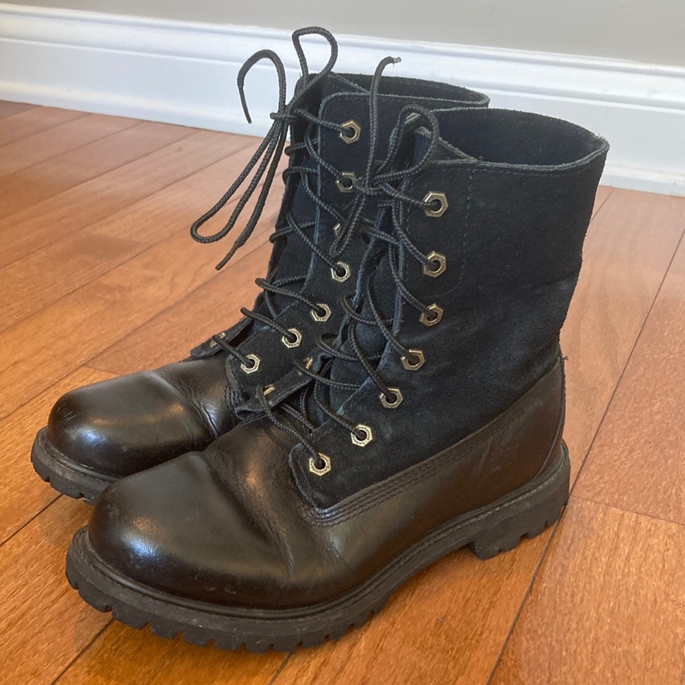 Timberland Earthkeepers Black Suede Leather Fold Down Boot - 7M